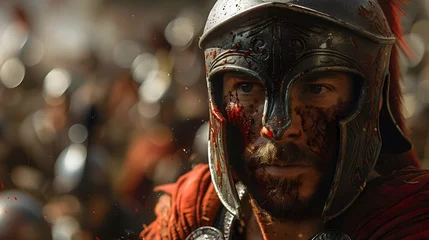 Deurstickers Bleeding Spartan Warrior Amidst Battle, Ancient Greece © Massimo Todaro