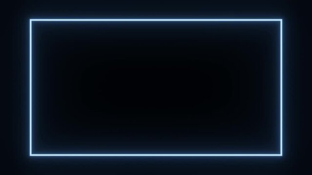 Neon line frame. Animation of the frame lighting up with back and forth movement on a black background