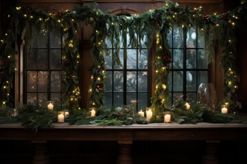 Fototapeta na wymiar Candlelit table next to a window, creating a warm and cozy ambiance