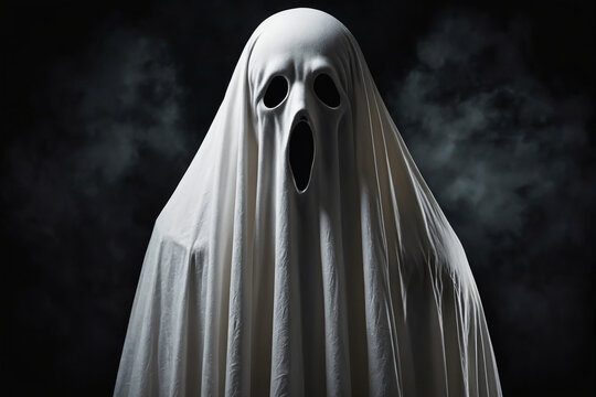 Standing ghost in a white sheet