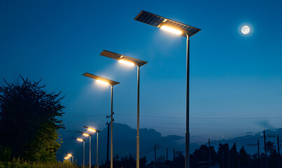 Solar street lights, carbon neutral new energy.