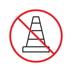 Forbidden road cone icon. Warning, caution, attention, restriction, label, ban, danger. Road cone icon. Traffic cone vector icon. Trafic cone flat sign design  pictogram symbol. No traffic icon UX UI