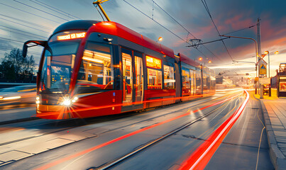 Fast charging of new energy in tram charging, on the clean background. - obrazy, fototapety, plakaty