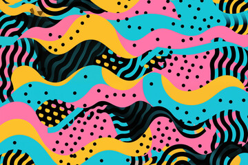 Fototapeta na wymiar Colorful Abstract Pattern with Waves and Dots Background