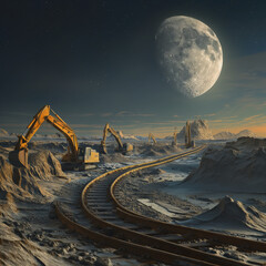 Illustration for the lunar railroad project