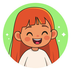 Smiling red-haired girl. Happy child. Avatar for social networks. Vector illustration