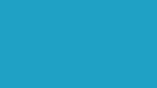 Animation of scissors cutting red ribbons crosswise on blue background in flat design style
