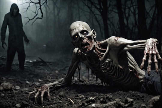 Undead zombie out of the ground