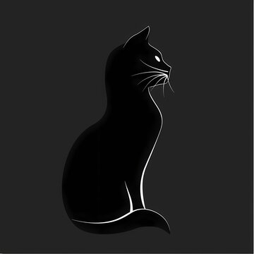 A sleek and modern isolated vector image featuring the silhouette of a black cat, ideal for a minimalist and stylish wildlife logo.