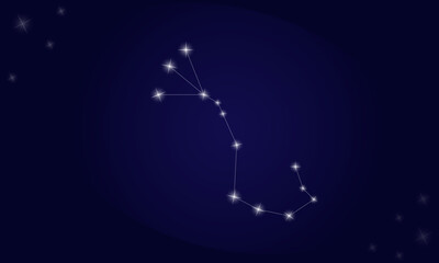 Constellation Scorpio. On a blue background, the constellation Scorpio with shining stars. Vector illustration EPS10.