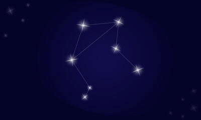 Libra constellation. On a blue background, the constellation Libra with shining stars. Vector illustration EPS10.