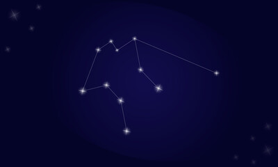Aquarius constellation. On a blue background, the constellation Aquarius with shining stars. Vector illustration EPS10.