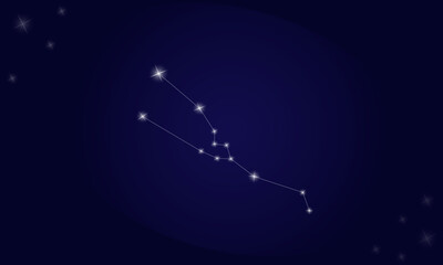 Constellation Taurus. On a blue background, the constellation Taurus with shining stars. Vector illustration EPS10.