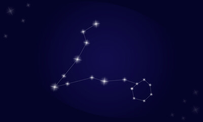 Constellation Pisces. On a blue background there is a constellation of Pisces with shining stars. Vector illustration EPS10.