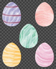 Set of Easter eggs. Drawn in watercolor. Vector illustration EPS10.