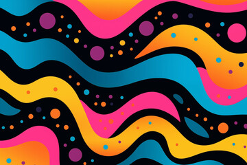 Abstract colorful wavy pattern with dots and vibrant hues