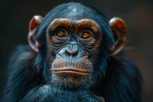 A detailed image capturing the unique texture and fine hair details of a primate's ears against a soft, blurred background