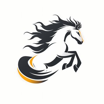 A sleek and modern flat vector logo of a majestic horse, conveying strength and grace in a minimalist design.