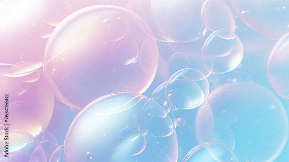 Aufkleber abstract background with soft bubbles in pink and blue light. holographic bubbles backdrop.