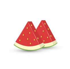 Slices of fresh watermelon fruit cartoon vector illustration. Watermelon fruit on white background