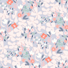 Cute feminine watercolor seamless pattern with wildflowers. hand drawn, not AI