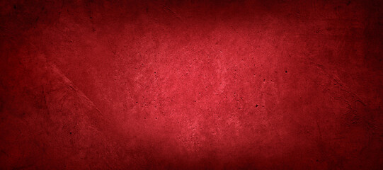 Red textured concrete wall background. Dark edges - 763416755