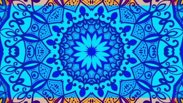 kaleidoscope mandala abstract background of trippy art psychedelic trance to open third eye with visuals energy chakra futuristic audiovisual vj seamless loop	