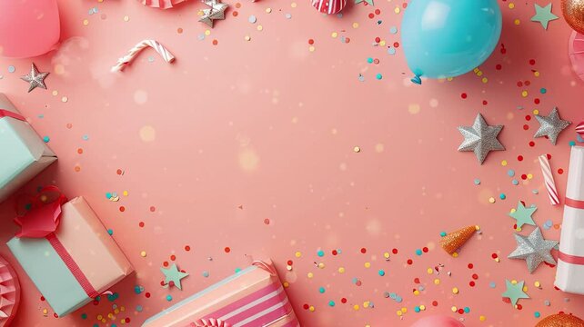 April's Fool Day Background. Plain background decorated with birthday party stuff. wide copy space for text 