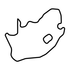 South Africa country simplified map. Thick black outline contour. Simple vector icon