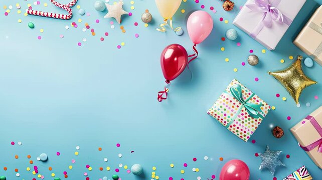 April's Fool Day Background. Plain background decorated with birthday party stuff. wide copy space for text 