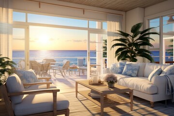Fototapeta premium A beach house oasis that invites you to immerse yourself in coastal beauty