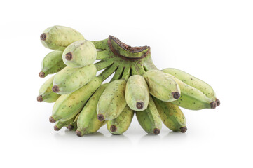 Bunch of fresh green bananas isolated on white background