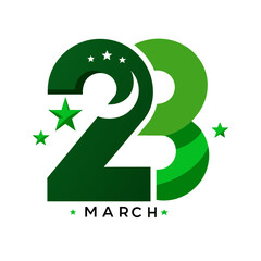 a green and white sign that says 23rd march Pakistan Day Vector Illustration