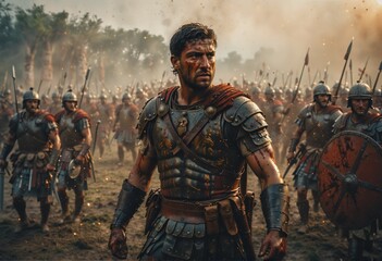 Portrait of a Roman soldier after winning a battle