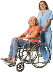 Senioren mit Behinderung in Reha Klinik oder Pflegeheim - obrazy, fototapety, plakaty