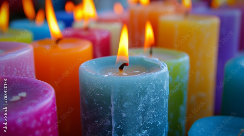 Canvas Prints Colorful wax candles with shallow depth of field, close-up