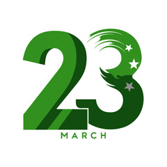 a green and white sign that says 23rd march Pakistan Day Vector Illustration