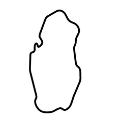 Qatar country simplified map. Thick black outline contour. Simple vector icon