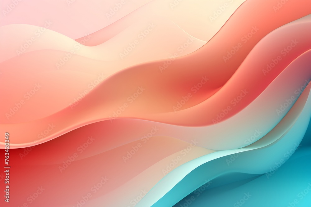 Wall mural Teal to Rose Gold abstract fluid gradient design, curved wave in motion background for banner, wallpaper, poster, template, flier and cover