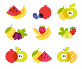 1459_Set of colorful fruit icons - 763420747