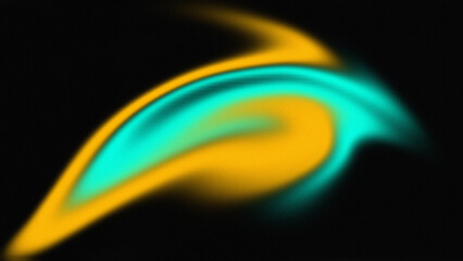 Yellow, turquoise, and black grainy noise texture gradient background