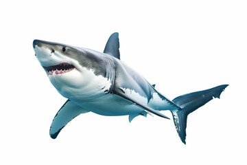 great white shark - Carcharodon carcharias - full view while swimming, face and teeth visible...