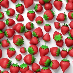 strawberry, 3d render, isolated on white background