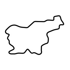 Slovenia country simplified map. Thick black outline contour. Simple vector icon