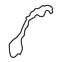 Norway country simplified map. Thick black outline contour. Simple vector icon