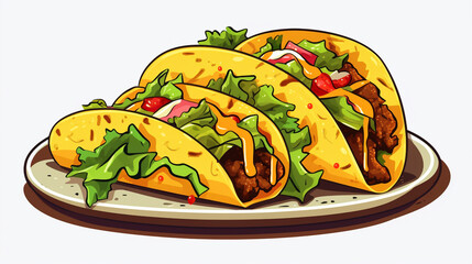 A  clipart of a colorful taco illustration, highlighting the flavors of Mexican cuisine.