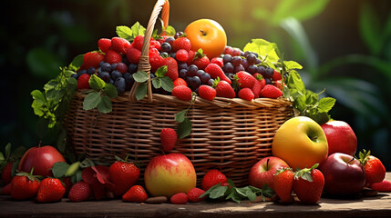 A  clipart of a fruit basket with a variety of fresh fruits, representing healthy eating choices.