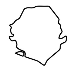Sierra Leone country simplified map. Thick black outline contour. Simple vector icon