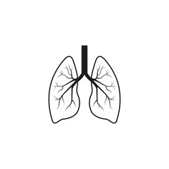 Lungs outline icon transparent background.