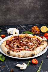 Pizza with a lot of cheese stretch